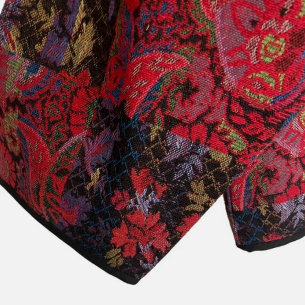 Serengeti Catalog Floral Tapestry Open Jacket | Women’s 3X | Red | Pockets